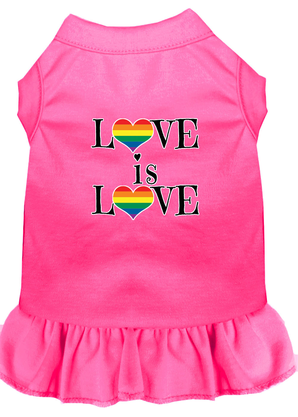 Love is Love Screen Print Dog Dress Bright Pink XS